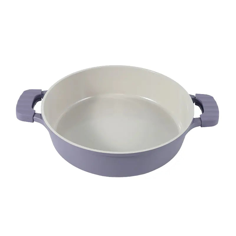 28cm Die-Cast Aluminum Shallow Casserole with Lid Double Handle Pot