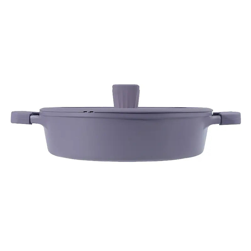 28cm Die-Cast Aluminum Shallow Casserole with Lid Double Handle Pot