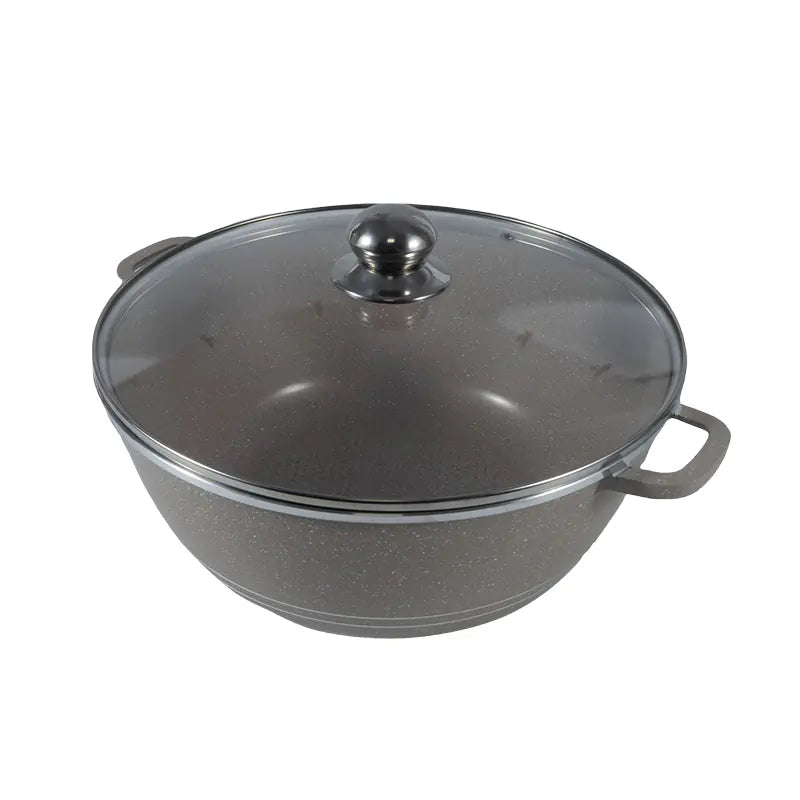 32cm Die-Cast Aluminum Casserole with Lid Large Capacity Double Handle Pot