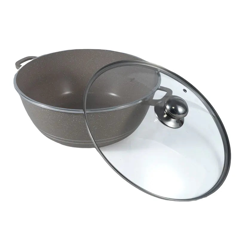 32cm Die-Cast Aluminum Casserole with Lid Large Capacity Double Handle Pot