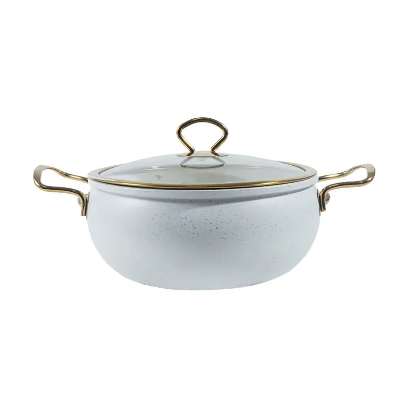 24cm Pressed Aluminum Casserole with Lid Double Handle Cooking Pot
