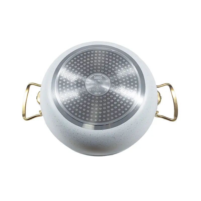 24cm Pressed Aluminum Casserole with Lid Double Handle Cooking Pot