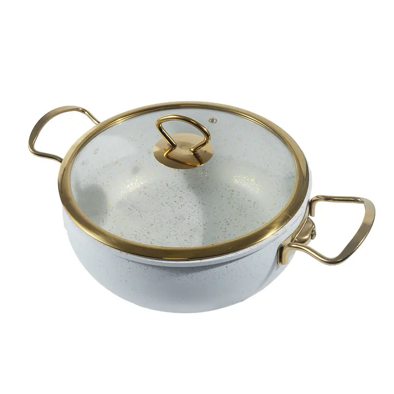 24cm Pressed Aluminum Casserole with Lid Double Handle Cooking Pot