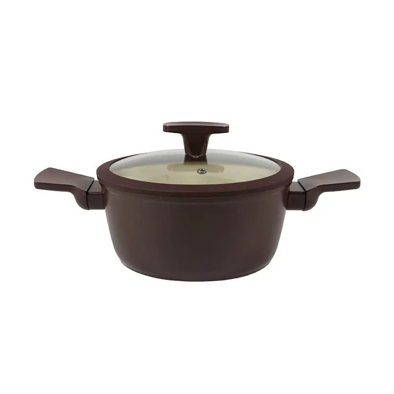 20cm Forged Aluminum Casserole with Lid Double Handle Cooking Pot