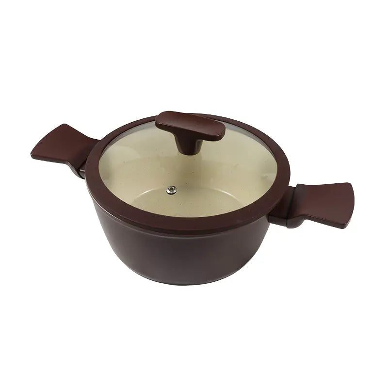 20cm Forged Aluminum Casserole with Lid Double Handle Cooking Pot