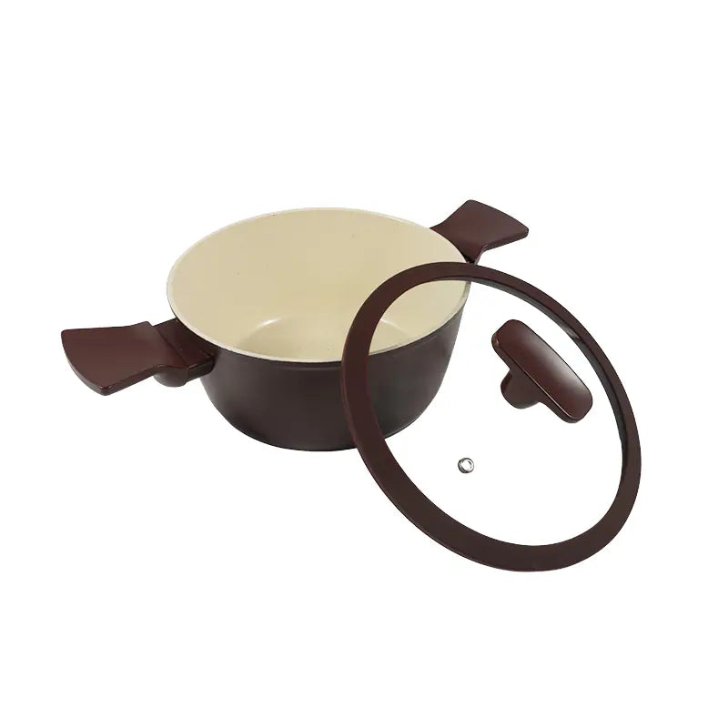 20cm Forged Aluminum Casserole with Lid Double Handle Cooking Pot