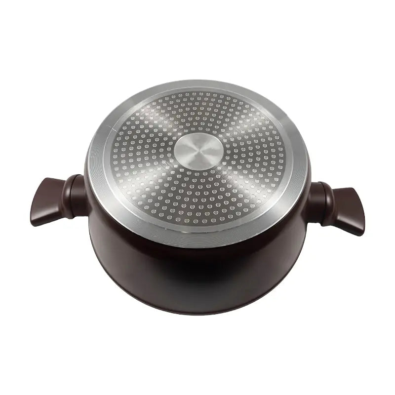 26cm Forged Aluminum Casserole with Glass Lid Double Handle Cooking Pot