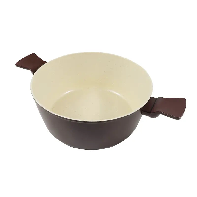 26cm Forged Aluminum Casserole with Glass Lid Double Handle Cooking Pot