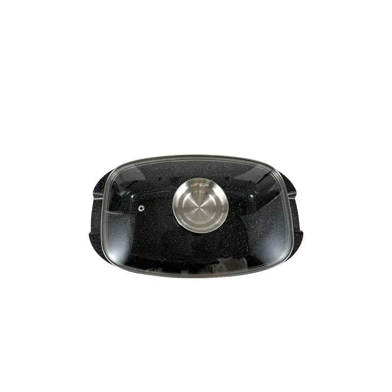 32cm Die-Cast Aluminum Rectangular Casserole with Lid Double Handle Cooking Pot