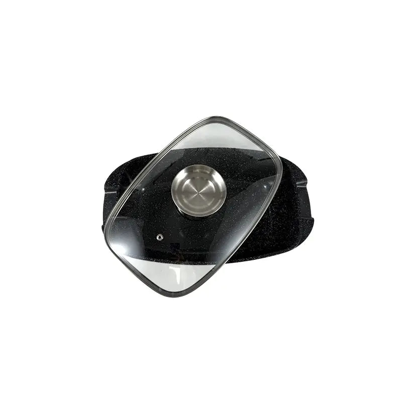 32cm Die-Cast Aluminum Rectangular Casserole with Lid Double Handle Cooking Pot