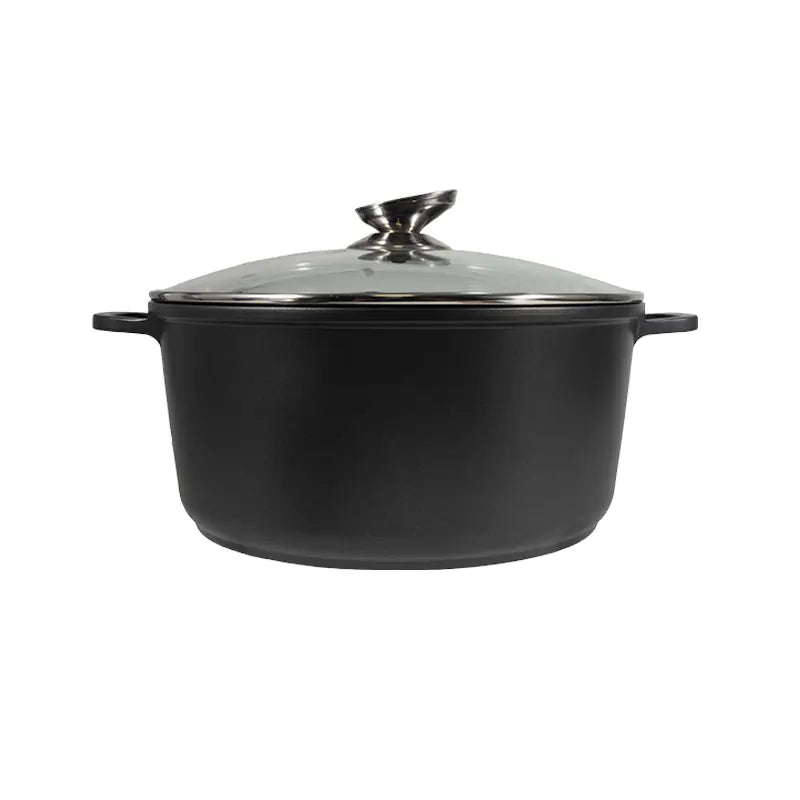 28cm Die-Cast Aluminum Casserole with Lid Double Handle Cooking Pot