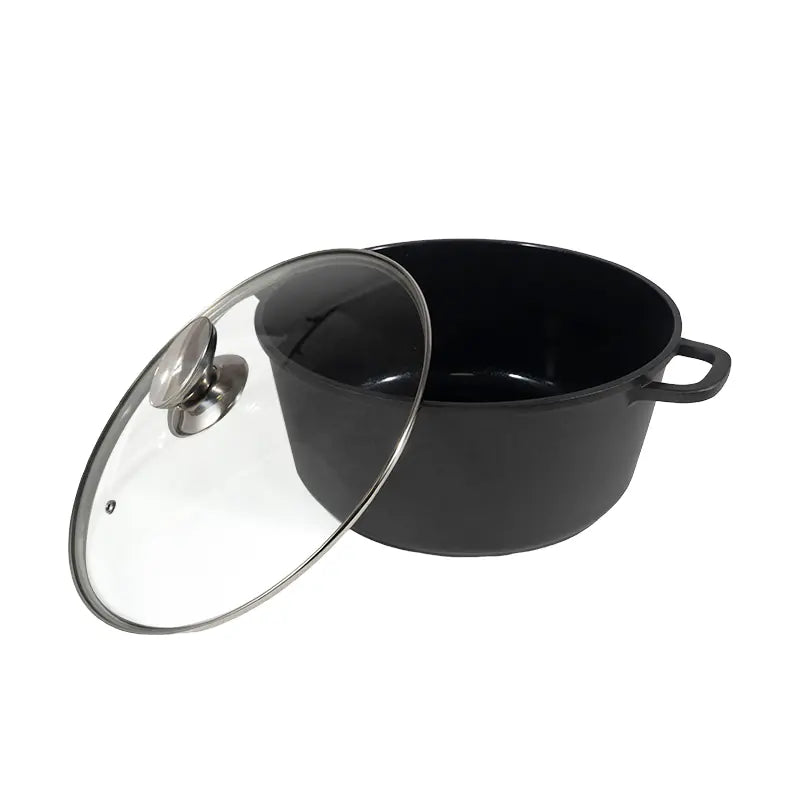 28cm Die-Cast Aluminum Casserole with Lid Double Handle Cooking Pot