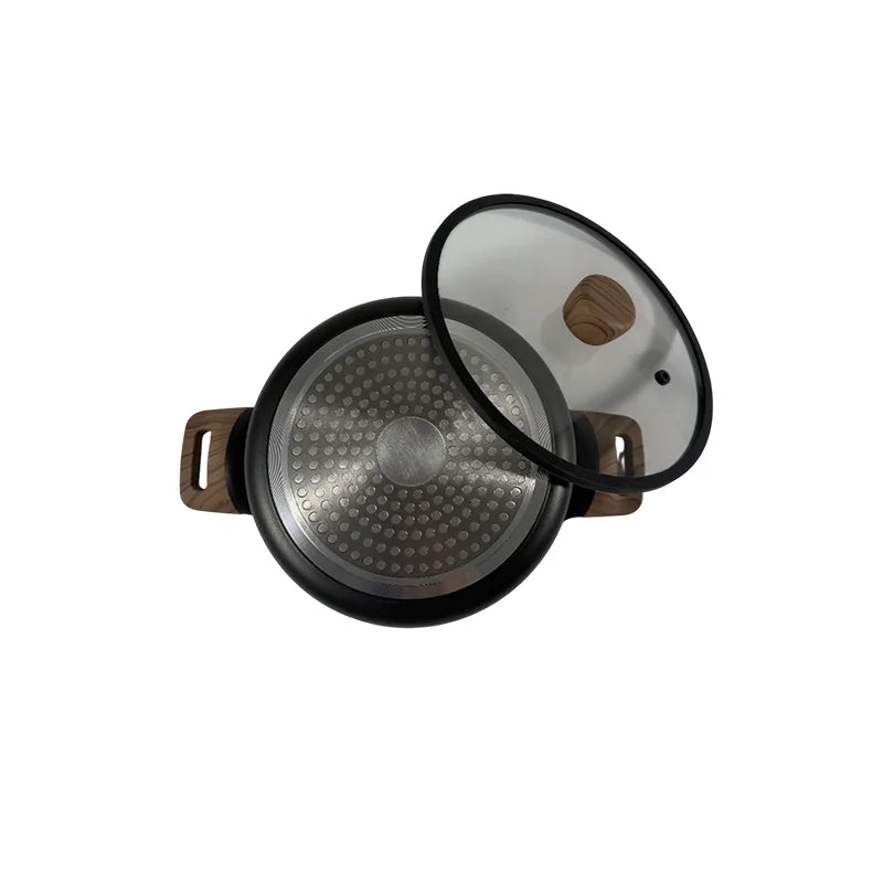 24cm Die-Cast Aluminum Casserole with Lid Double Handle Cooking Pot