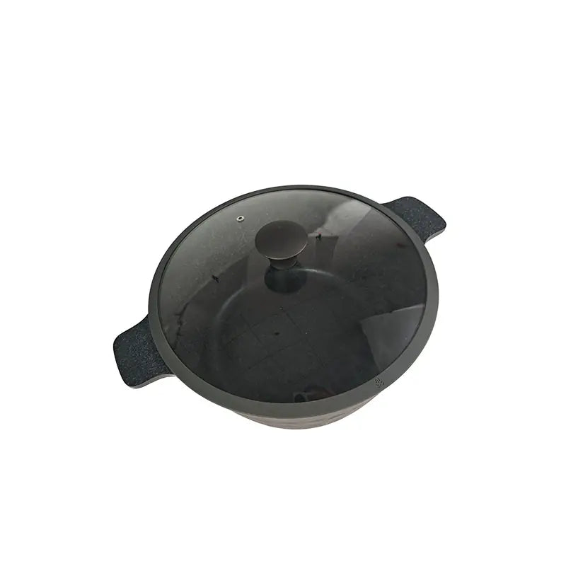 28cm Aluminum Casserole with Glass Lid Textured Exterior Cooking Pot