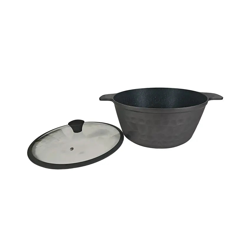 28cm Aluminum Casserole with Glass Lid Textured Exterior Cooking Pot