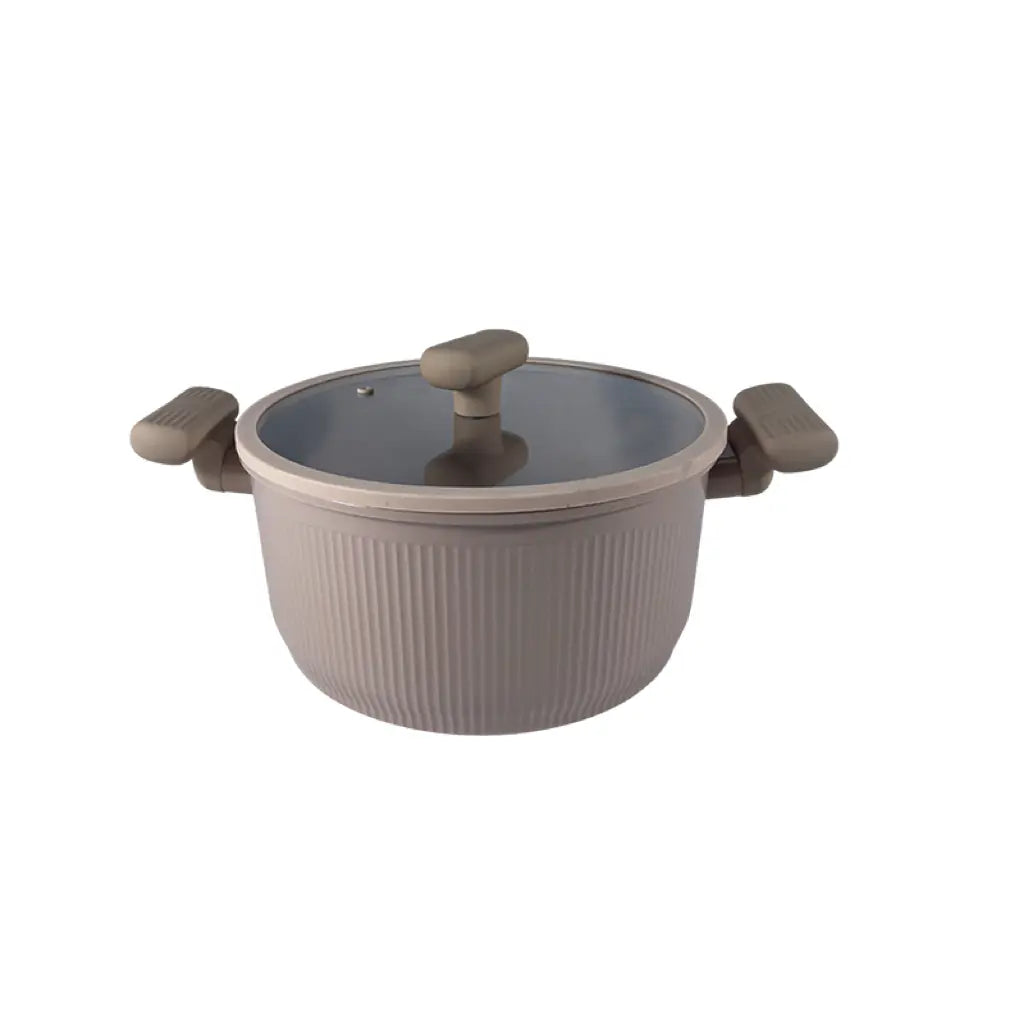 24cm Die-Cast Aluminum Casserole with Lid Double Handle Cooking Pot