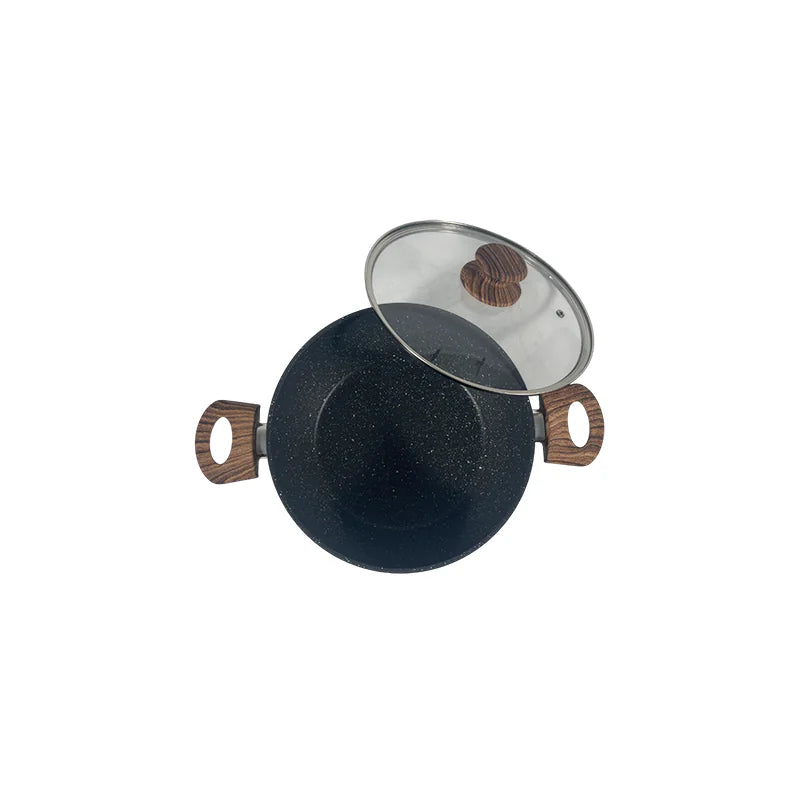 24cm Forged Aluminum Casserole with Lid Double Handle Cooking Pot