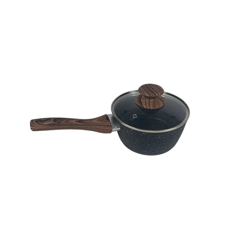 16cm Forged Aluminum Saucepan with Non-Stick Coating and Glass Lid