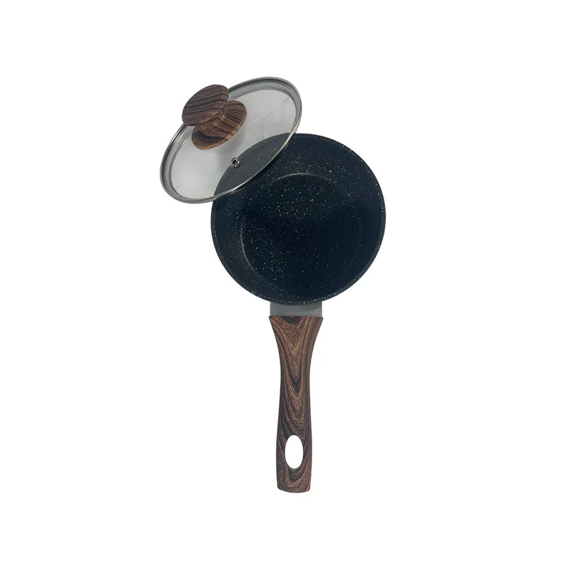 16cm Forged Aluminum Saucepan with Non-Stick Coating and Glass Lid