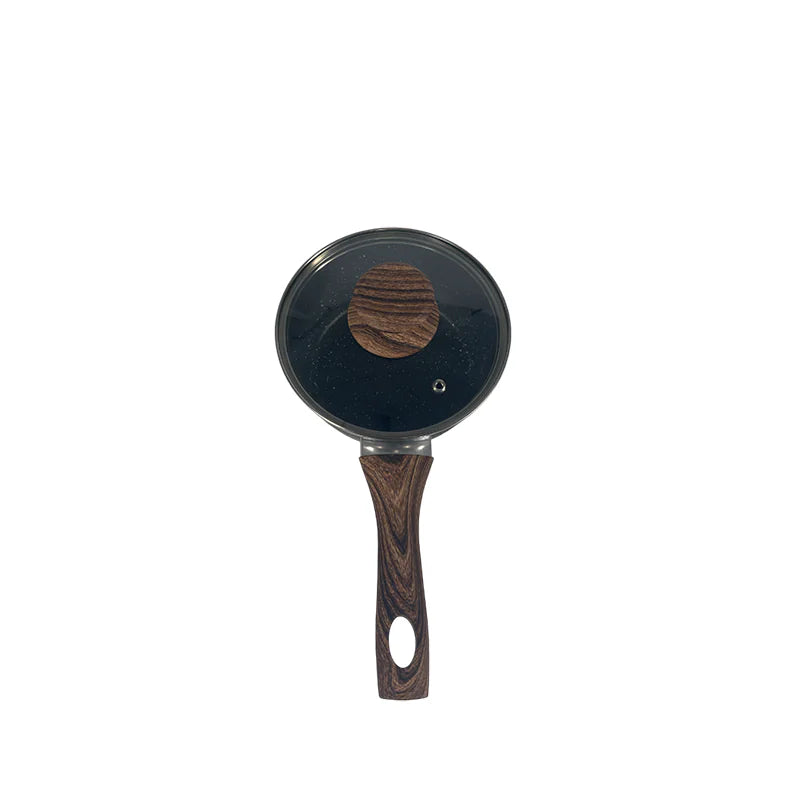 16cm Forged Aluminum Saucepan with Non-Stick Coating and Glass Lid