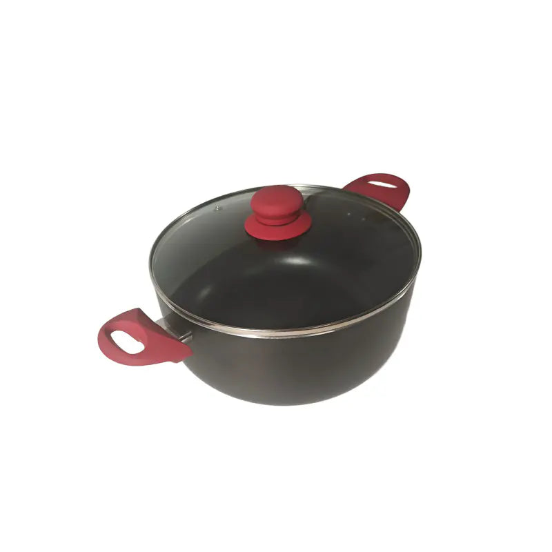 24cm Pressed Aluminum Casserole with Lid Double Handle Cooking Pot