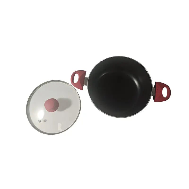 24cm Pressed Aluminum Casserole with Lid Double Handle Cooking Pot