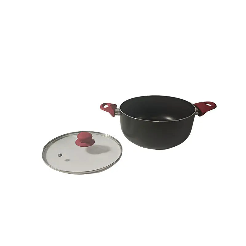 24cm Pressed Aluminum Casserole with Lid Double Handle Cooking Pot